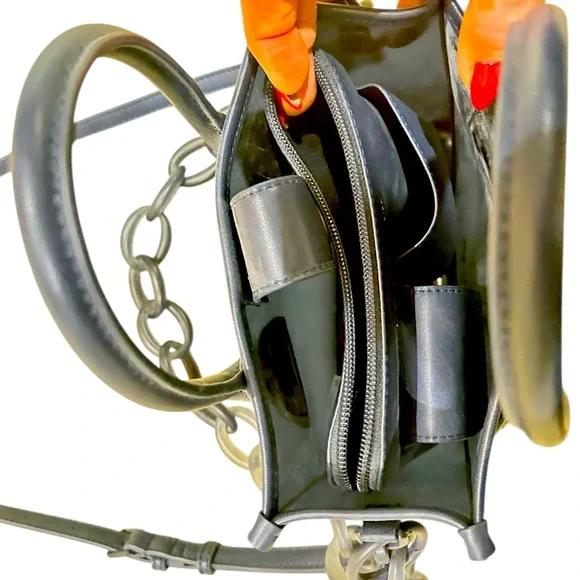 Nwot Charles & Keith Navy blue Mini crossbody Bag with Chain Strap convertible - Picture 7 of 9